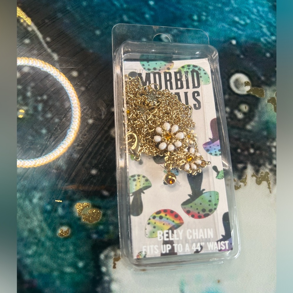 Morbid Metals Daises Belly Button Ring & Chain / NWT